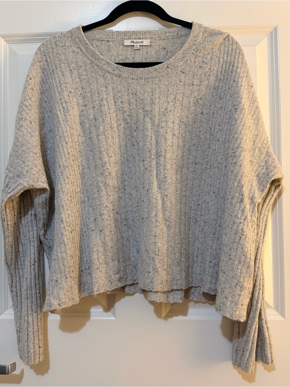 Madewell Oversized Cropped Cozy Oatmeal Sweater Women’s XL Super Soft Knit Blend